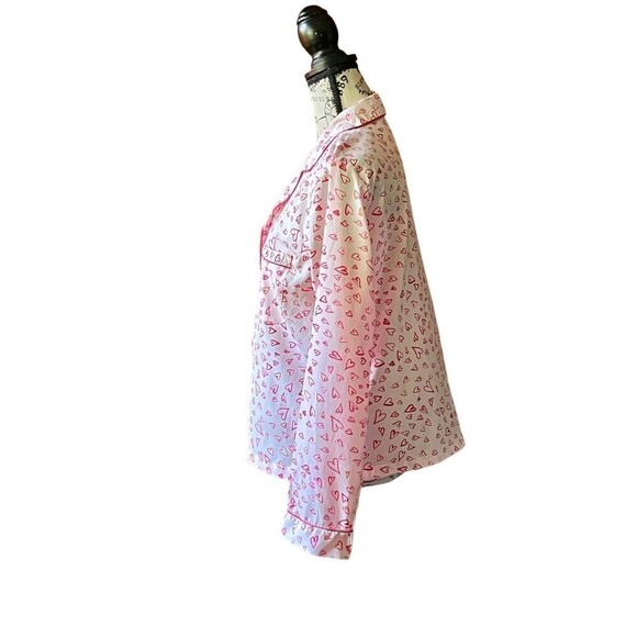 Joie All Over Heart Novelty Print Button Up Long Sleeve Pajama Top  M - Picture 3 of 8